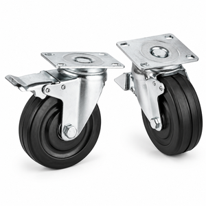 Roues pivotantes industrielles de 6 pouces à double roulement à billes avec frein de blocage total, protection du sol sans traces pour chariots et supports - Product Image 1