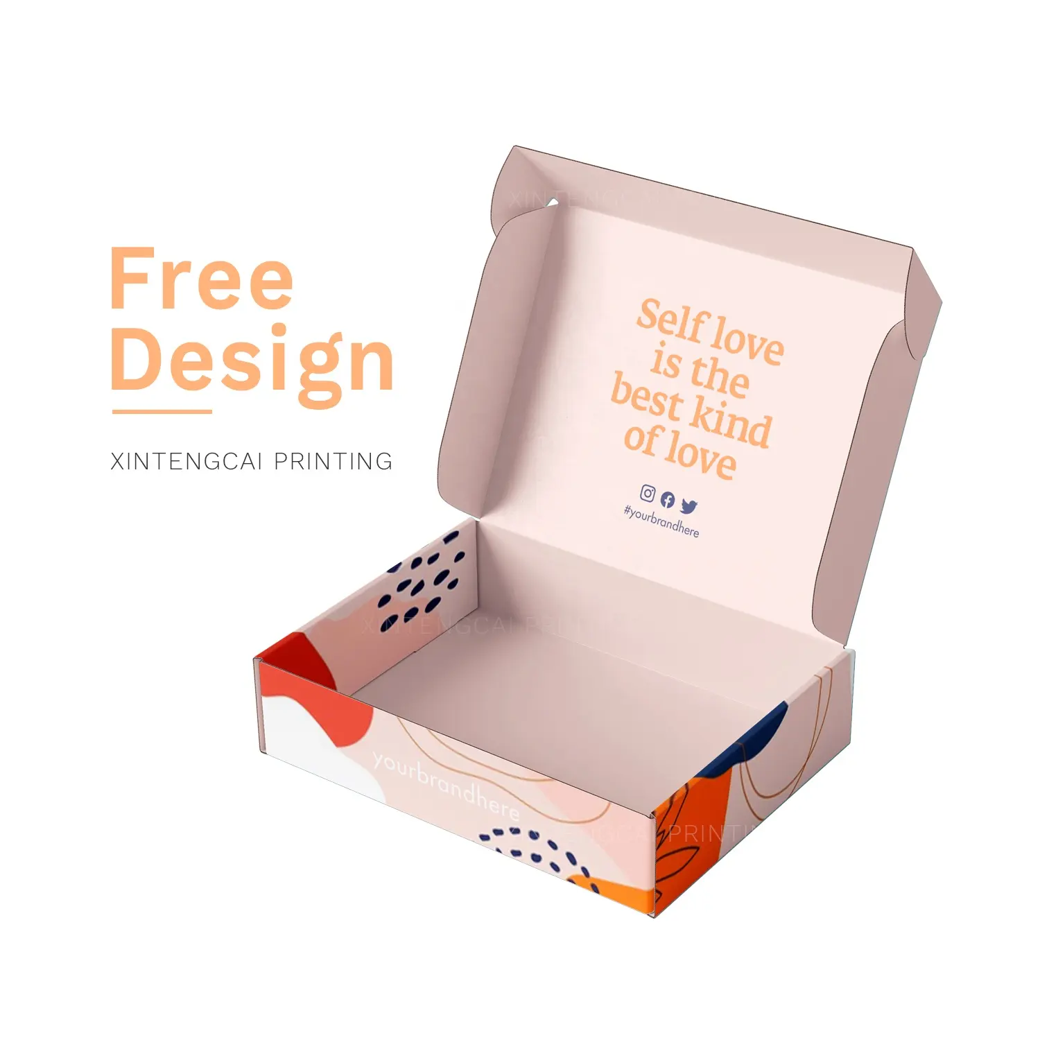 Free Design Light Pink Custom Logo Printing Self Care Subscription Eco-friendly Mailer Box, Gift Craft Packaging Shipping Box