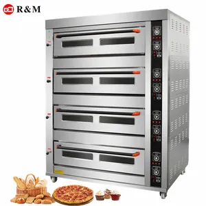 RM-horno eléctrico de gas de 4 capas, 16 bandejas, capacidad comercial, 4 escritorios, 16 bandejas, pan, panadería, ofen