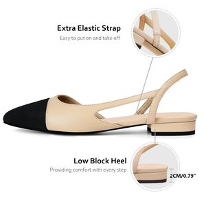 <span class=keywords><strong>Scarpe</strong></span> Slingback di Alta Qualità per Donne, <span class=keywords><strong>Scarpe</strong></span> Nude con Cinturino Posteriore, Punta Chiusa, <span class=keywords><strong>Tacco</strong></span> Basso Bicolore, Eleganti per Ufficio e Cerimonie - Product Image 2