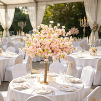 Vente en gros de fleurs artificielles de cerisier Sakura colorées de haute qualité, arbre de fleurs artificielles pour intérieur/extérieur, centre de table, décoration de mariage