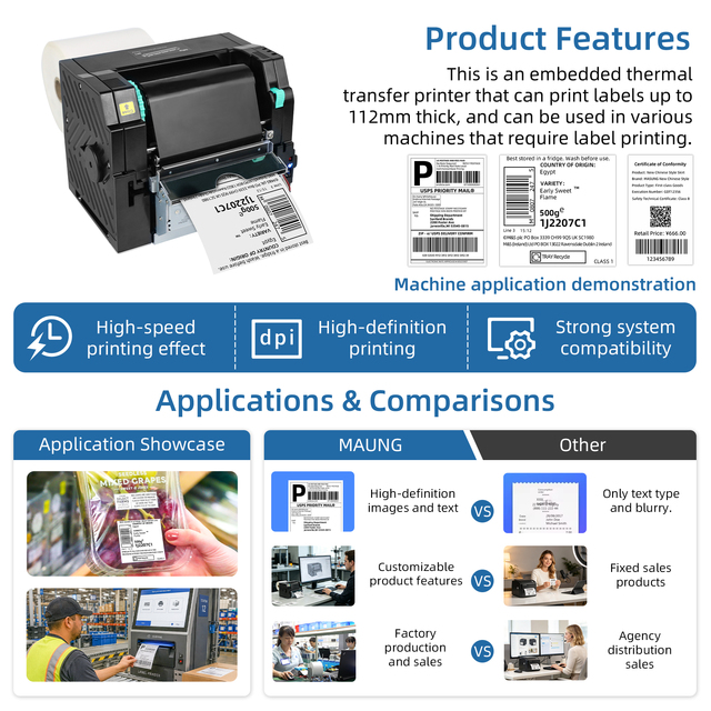 4 Inch Embedded Thermal Label Printer for Exhibition Badge Visitor ID Ticket Receipt Printing