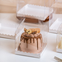 Boîte à gâteau d'anniversaire transparente, boîte d'emballage pour desserts et mini-gâteaux à emporter, fabriquée en matériau PET écologique