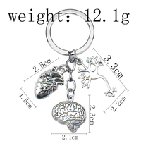 Porte-clés en forme de cellule nerveuse, cerveau et cœur, thème anatomie médicale, bijou pour sac de médecin et infirmière, cadeau