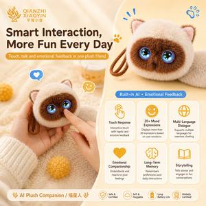 AOOMII AI <span class=keywords><strong>Chat</strong></span> Robot en Peluche avec Double Écran de 0,71 pouces, Plus de 20 Expressions, Tactile Haptique, ChatGPT, Plus de 50 Langues, Clonage Vocal, Mémoire, WiFi - Product Image 3