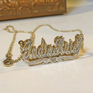 Kalung Nama Kustom Bentuk Kartun Gaya Baru Kalung Nama Lapis Emas Ganda Dipersonalisasi 3D - Product Image 1