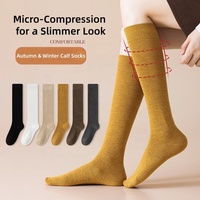 Chaussettes de compression micro pour femmes, chaussettes amincissantes mi-hautes pour le printemps et l'automne, chaussettes longues de style japonais