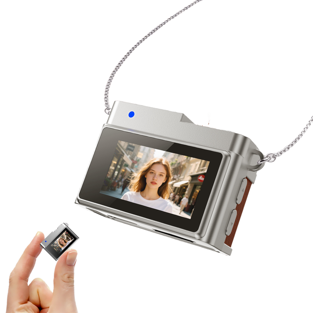 Pocket 1080P HD Retro Necklace Camera - Wearable Photo Recorder with 0.96" IPS Screen Mini Camera for Outdoor Camping Travel