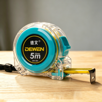 Ruban à mesurer rétractable DEWEN de 5 mètres avec coque transparente, impression de logo personnalisée sur la lame, ruban à mesurer en acier avec bouton d'arrêt