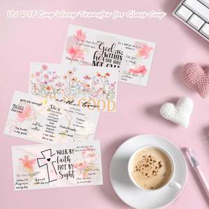 Transferts UV personnalisés pour tasses de 16 oz, 4 feuilles, motifs floraux, citations inspirantes, versets bibliques, cadeaux chrétiens, imperméables, à frotter - Product Image 6