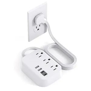 2024 New Trend Power Strip 4 ft Cable Home Office Protector contra sobretensiones con 4 cargas USB