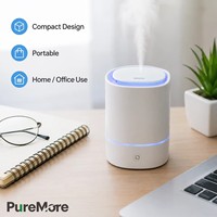 Mini humidificateur d'arômes USB portable avec anneau LED doux et bouton à une touche pour chambre, bureau, voyage, bureau à domicile, diffuseur d'arômes