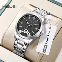 Nouvelle montre à quartz pour homme HELEI, sport décontracté, mode, acier inoxydable, 42 mm, étanche, avec aiguilles lumineuses et affichage de la date