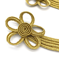 Boutons de costume de performance de style Tang, tressés, à motifs floraux, avec fils dorés et argentés, à double tête, en forme de fleur de prunier à cinq pétales
