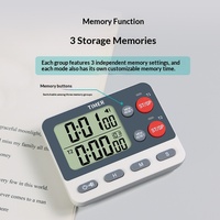 Timer Digital Dua Saluran Layar LCD Besar Timer Hitung Mundur Ganda Dengan Fungsi Memori dan Mute untuk Laboratorium, Dapur, Pelatihan CPR