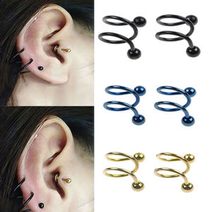 Alisouy 1PC 16G/1.2mm Bouchons d'oreille 7 Couleurs Double Twister <span class=keywords><strong>Spirale</strong></span> Oreille Cartilage Hedix <span class=keywords><strong>Piercing</strong></span> <span class=keywords><strong>Helix</strong></span> <span class=keywords><strong>Piercing</strong></span> Nez Anneau Bijoux de Corps - Product Image 3
