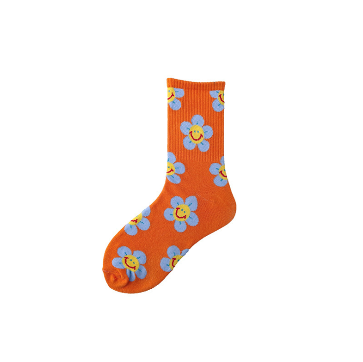 Funny Cute Smile Flower for Women Bulk Wholesale Premium Cotton Socks Women