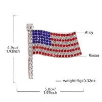 États-Unis Épinglette drapeau avec diamants, nouveau design très tendance, broche drapeau américain entièrement en strass, épinglette patriotique USA