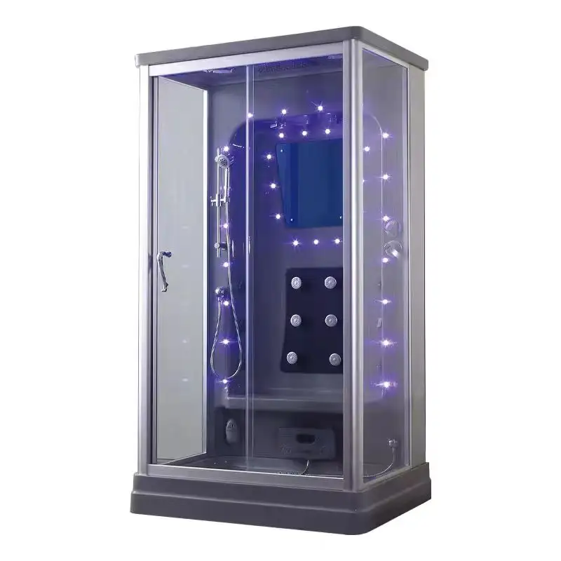 Steam Room LED Multicolor Light for Home Two-Person Seat Steam Box Shower Acrylic Room with Massage