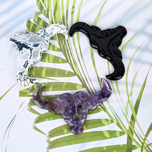 Sculptures en pierre naturelle de guérison en gros : Têtes de taureau en améthyste et sculptures en cristal de quartz fraise pour la décoration - Product Image 4