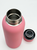 Botol Air Vakum Isolasi Stainless Steel Ramah Lingkungan 500ml dengan Tutup dan Pegangan Bambu Bebas BPA Anti Bocor untuk Perjalanan