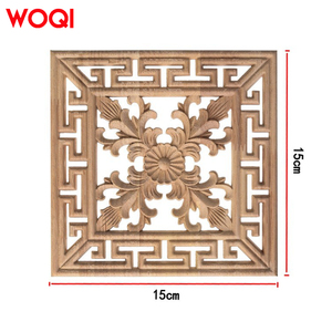 WOQI panneau floral sculpté en <span class=keywords><strong>bois</strong></span> massif Art décoration murale porte médaillon meubles faits à la main en <span class=keywords><strong>bois</strong></span> d'hévéa panneaux muraux carrés - Product Image 3