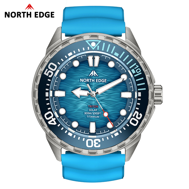NORTH EDGE TRITON-TI Outdoor Sports Premium Aviation Titanium Alloy Men's Quartz Watch Solar Charging Meter Timer Male Gift