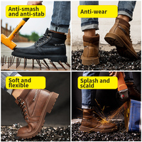 Bottes de sécurité anti-écrasement à embout d'acier, semelle intermédiaire en cuir microfibre ultra-fin pour une protection anti-perforation et un confort optimal
