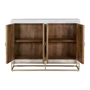 Buffet moderne en bois avec portes à motifs de carreaux multicolores |   Console de rangement contemporaine |   Buffet pour salon et salle à manger - Product Image 5