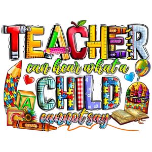 L'insegnante può sentire ciò che un bambino non può dire autismo Puzzle pezzo di trasferimento DTF stampa ferro su adesivo sacchetti indumento abbigliamento - Product Image 1