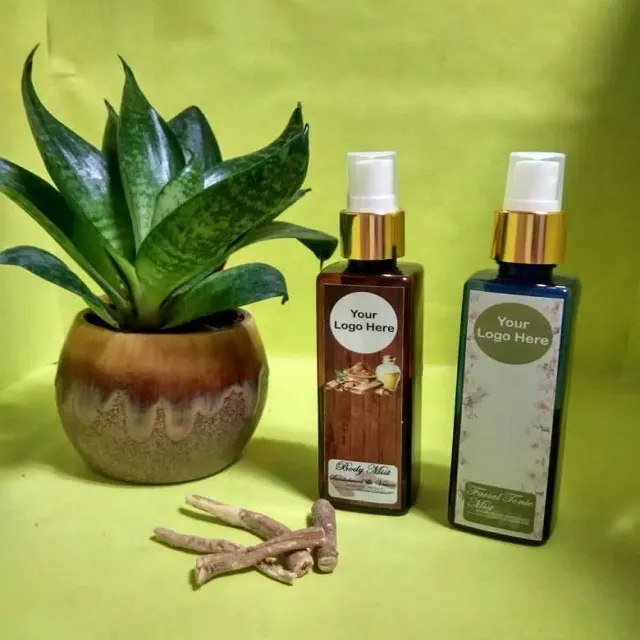 Private labelled Natural Vetiver and Sandalwood Body Mist Spray in Plastic Bottles with Fine Spray Pump