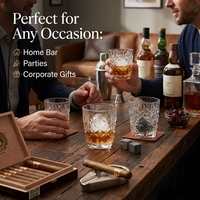 Verres à whisky modernes en cristal transparent sans plomb de 300 ml, à base lourde, avec motif diamant en relief