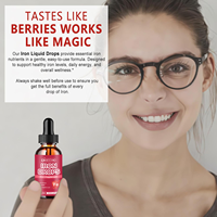Supplément de fer avec de la vitamine C, B12, acide folique-Supplément de gouttes liquides à haute puissance pour les globules rouges, constructeur de sang