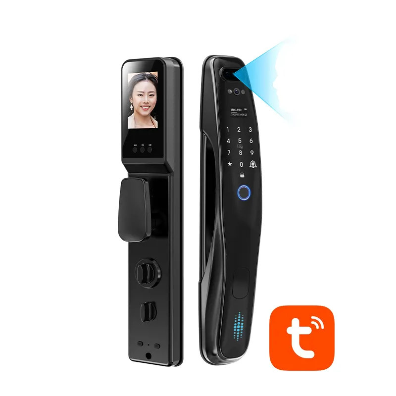 3d Face Recognition tuya automatic access camera wifi remote intelligent aluminium record video smart door lock