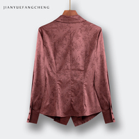 Blazer de luxe OEM&ODM en satin jacquard floral, style chinois, col à revers, simple boutonnage, taille ajustée, pour femme, décontracté et élégant pour le bureau