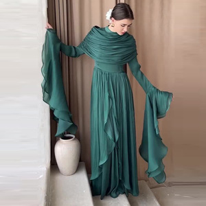 Abito da donna 2026: Vestito casual da donna con spacco e pieghe, girocollo, maniche lunghe, elegante, alla moda, all'ingrosso - Product Image 5