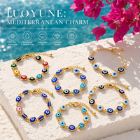 Bracelet de protection pour les yeux LUOYUNE, plaqué or 18 carats, zircon pavé, perles émaillées œil turc, bijoux élégants porte-bonheur, coffret cadeau anniversaire
