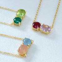 Collar con Colgante de Piedras Irregulares Multicolores, Amatista Ovalada, Granate Púrpura Redondo, Plata 925, Joyería Fina para Regalo o Uso Diario