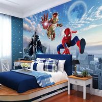 Papier peint mural moderne sur le thème des super-héros Marvel Spider-Man Iron Man Avengers pour chambre d'enfant, cinéma, café