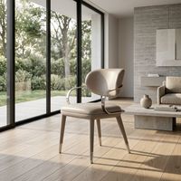 Chaises de salle à manger modernes et minimalistes en cuir véritable avec accoudoirs pour usage domestique ; Chaise de salle à manger en métal et cuir véritable de luxe léger