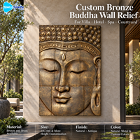 Sculpture murale Bouddha en bronze Zen, moulée à la cire perdue, décoration religieuse en métal, sur mesure pour villa, hôtel, spa, cour, jardin de méditation