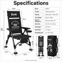 Chaise de pêche pliable portable avec sac de transport, inclinable en 5 positions, robuste, pour le camping en plein air, en tissu Oxford et acier au carbone
