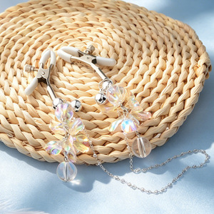 Jouets sexuels pour adultes, pince à tétons en cristal en forme de papillon, SM, boule de gravité, pince à sein lestée pour femmes, métal + plastique, étanche - Product Image 2