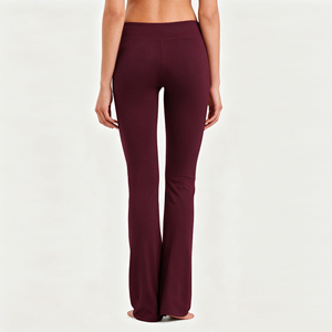 Pantalon de yoga évasé <span class=keywords><strong>en</strong></span> <span class=keywords><strong>coton</strong></span> bambou pour <span class=keywords><strong>femme</strong></span>, coupe large, taille haute, leggings souples et extensibles pour l'entraînement - Product Image 2