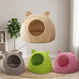 Casa para Mascotas Ecológica de Ratán Natural de 2 Niveles Personalizable con Diseño Desmontable y Lavable, Cama para Perros y Gatos, Logotipo Personalizado, Hecho en Vietnam - Product Image 3