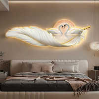 Tableau LED moderne en forme de plume pour l'arrière-plan du salon, décoration murale pour tête de lit de chambre à coucher en forme de cygne
