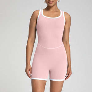 SUHE BS-1667 Athena Solid <b>Spaghetti</b> <b>Strap</b> Scoop Neck Seamless Shorts Bodysuit Women Nylon66 Padded <b>Bra</b> Quick Dry Sports - Product Image 4