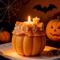 Moule en silicone 3D maison citrouille de qualité alimentaire, idéal pour la fabrication artisanale de bougies et de plâtres DIY pour Halloween et l'aromathérapie - Vente chaude