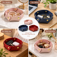 Boîte de rangement de bureau en cuir PU avec logo personnalisé pour clés, portefeuille, maquillage, plateau de rangement de bureau, plateau de table, table de chevet, décoratif