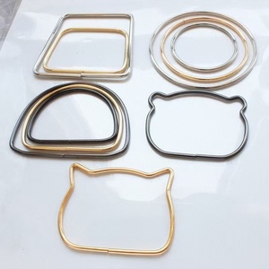Accesorios de Asa Metálica para Bolso con Diseño de Cabeza de Gato, Forma Trapezoidal y Anillo de Arrastre Redondo - Product Image 1